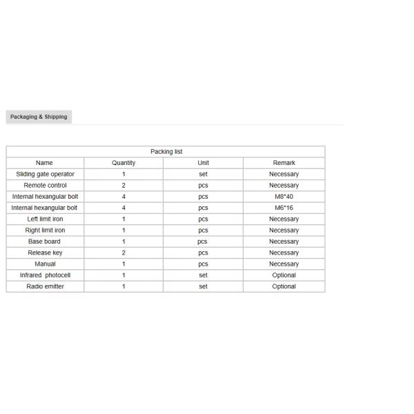 Electric Automatic Door Operator Motor Sliding Gate Opener with Max Loading Weight 1800kg