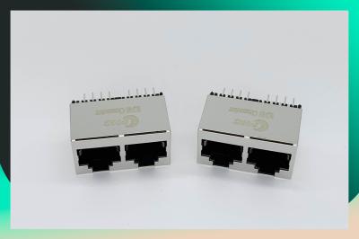 dos conectores modulares magnéticos dos ethernet de 125VAC bandeja do flash do ouro do porto 1x2 RJ45 Jack multi