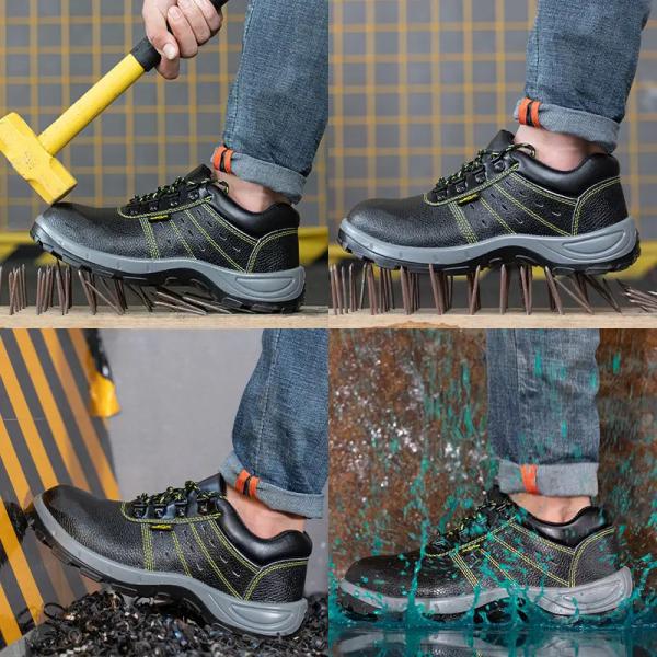 Genuine Leather Industrial Safety Shoes Mens Summer Shoes With Holes