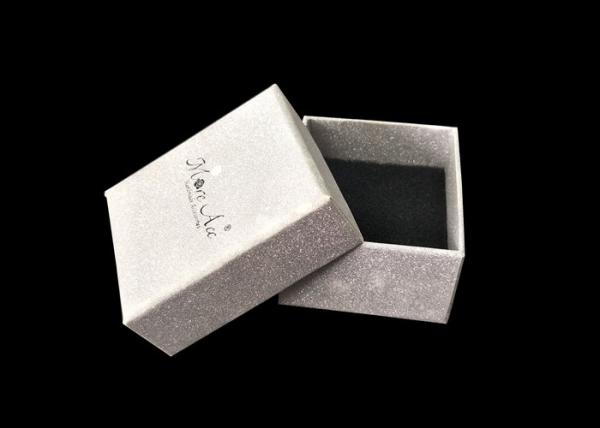Small Lid And Base Boxes Silver Glitter Jewelry Gift Packaging For Earring