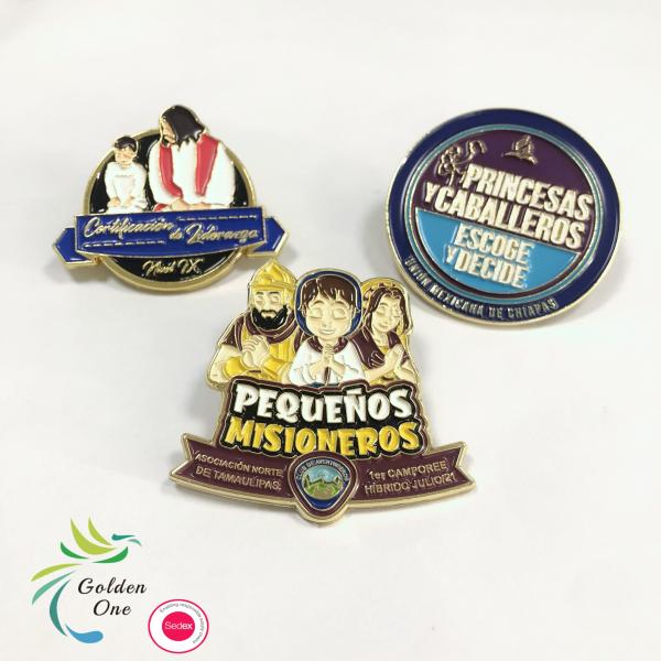metal plated badge cute glitter anime cartoon brooch flower shape carival custom soft hard enamel pins 