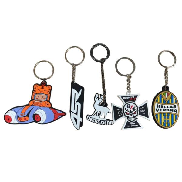Round Types Soft PVC Keyrings Customized Souvenirs With Logo Design