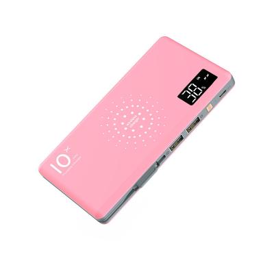 OEM LED Digital Display Wireless Power Bank 10000mAh with 3IN1 Cable and Type-C & MicroUSB Double Input Ports Portable P