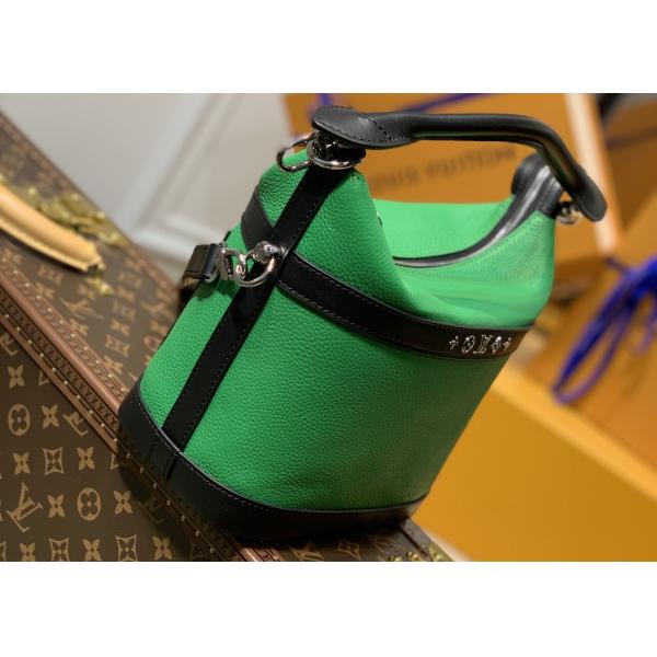 Small Genunie Black Printing Linning 25cm Cowhide Bucket Bag Handhold