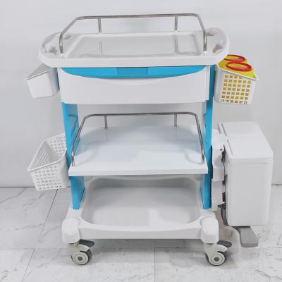 Hospital Medical Trolley Carry Instrument Nursing Cart With Foot Controlled Garbage Bin
