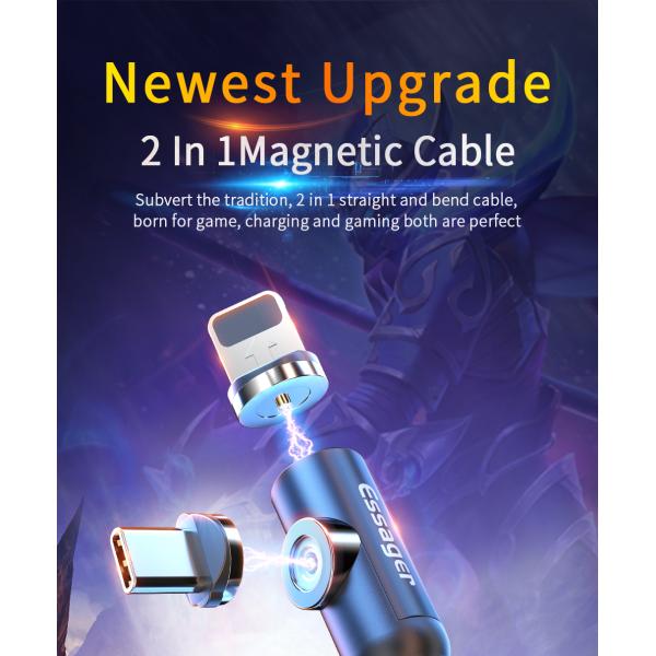 Type C Micro USB IOS LED 3 In 1 Magnetic Charger Cable With Two Head Charging