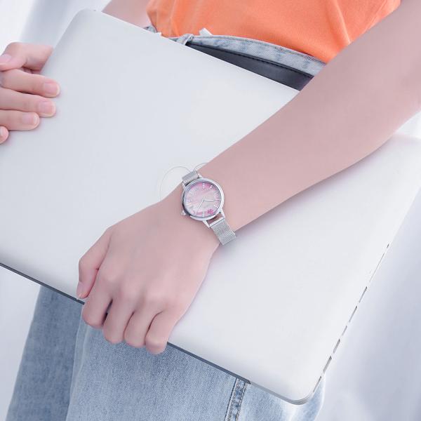 Alloy MOP Dial Steel Mesh Band Watch Women With Japan Quartz Movement