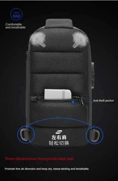 Anti Theft Crossbody Sling Bag Cross Shoulder Sling Bag USB Men Chest Bag