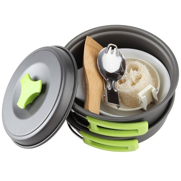 Return refunds Outdoor Camping Cookware Mess Kit Aluminum Cooking Pot Frying Pan Set