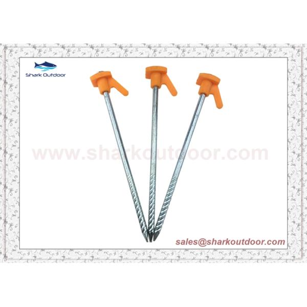 Screw Threaded  Galvanized Steel Peg with Plastic Head 8 inches