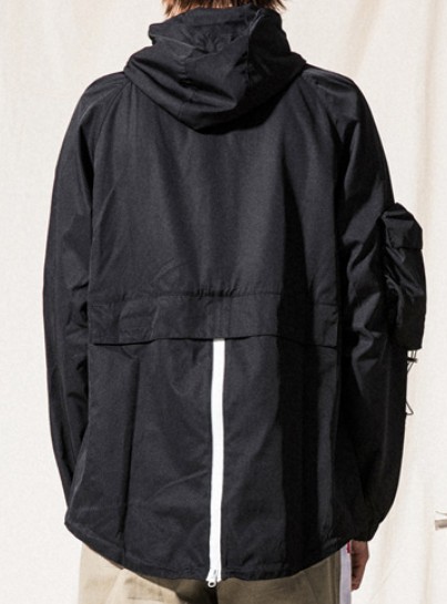 Chic Mens Hooded Zip Up Jackets , Anorak Pocket Nylon Hooded Windbreaker