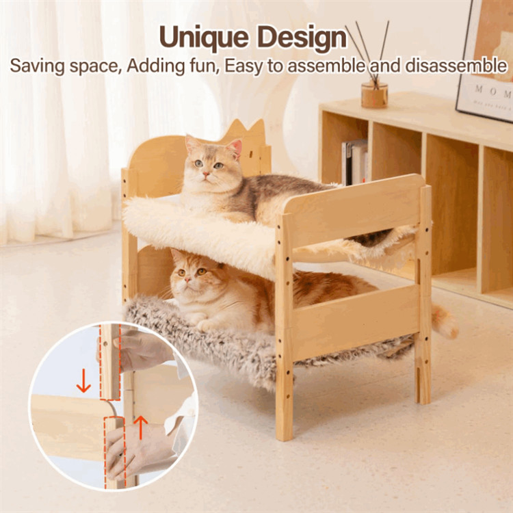 Wooden Small Cat Hammock Bed Indoor Cat Furniture Gift Pet Cat Bed Hammock
