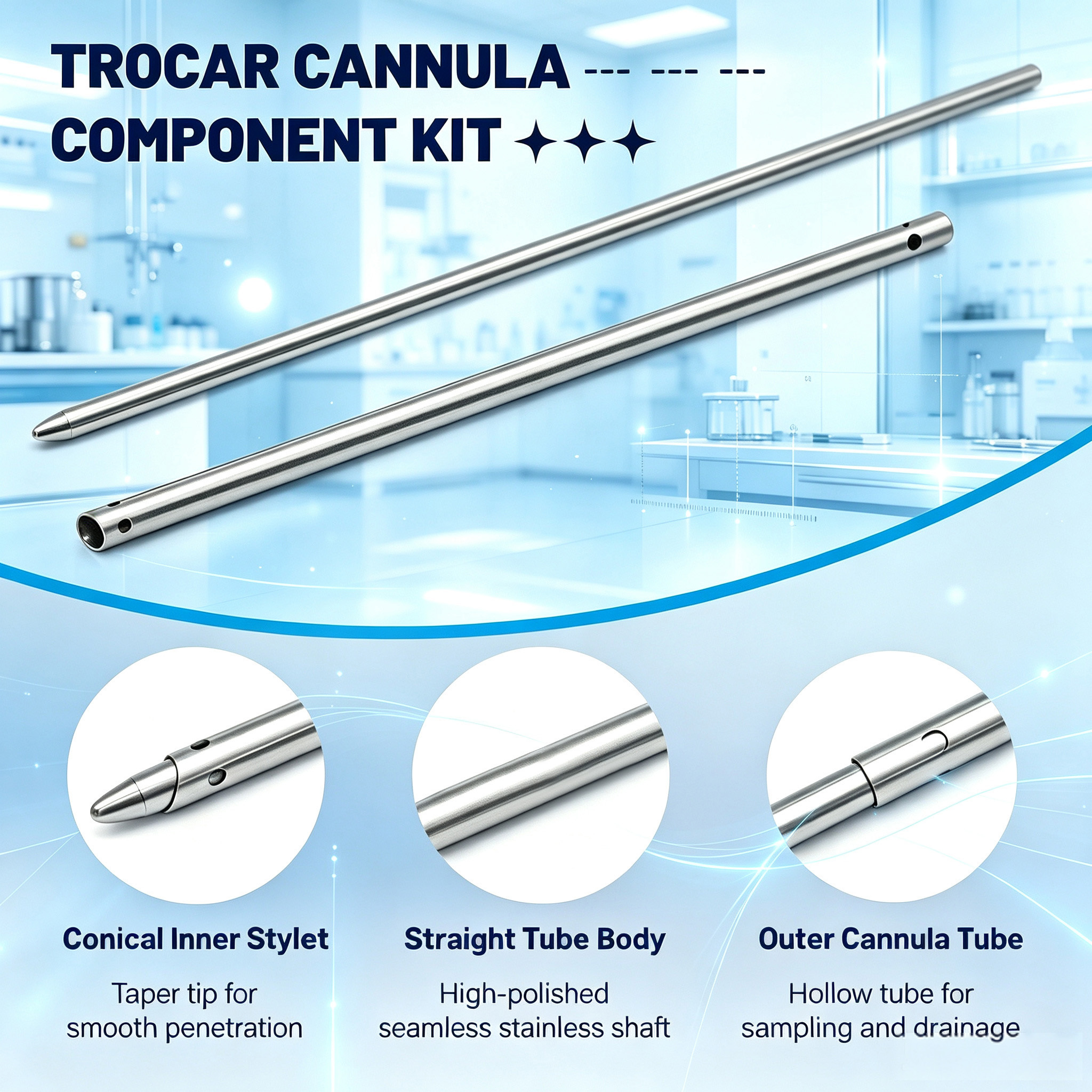 Customized Trocar Cannula With Inner Needle with High Precision Stainless Steel