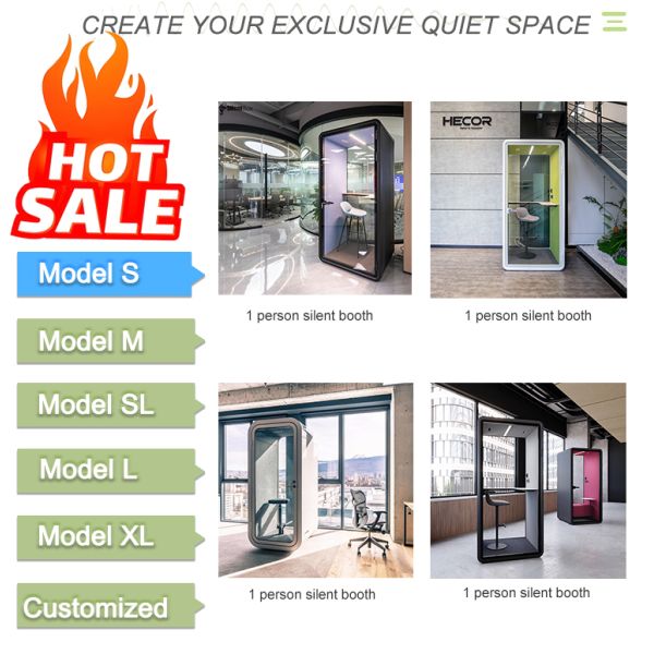Stand Alone Meeting Pod in Private Space Soundproof Glass Booth Portable Office for Work