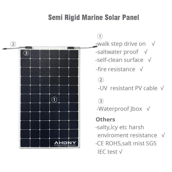 Sunpower Marine 240 Watt Solar Panel Waterproof Rigid Monocrystalline Solar Cells