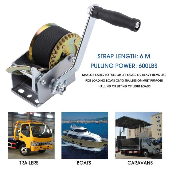 Heavy Duty 600 Lb Hand Cable Winch For Auto Boat Trailer Tool Tow Puller