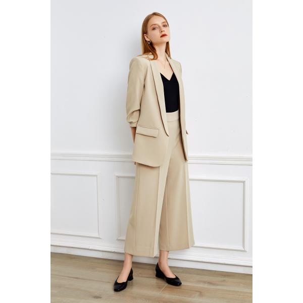 Tan Womens Leisure Shoes Soft Leather 2cm Heel Shoes With Bow Upper