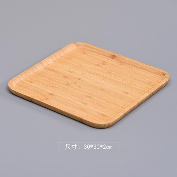 Customized Natural Solid Wood Bamboo Food Cutlery Tray in Different Sizes and Shapes