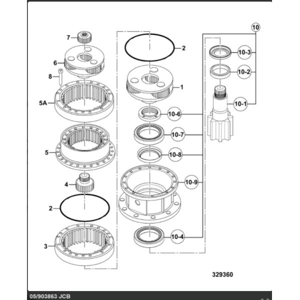 05/903863 05/903860 320/03132 JCB Sun Gear For JS200 JS220 Swing Gearbox