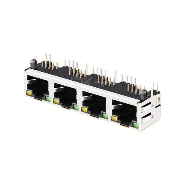 Pulse E5J88-34CJ24-L Compatible LINK-PP LPJE401AHNL Tab Up Green/Yellow LED 1X4 Port Lan Jack RJ45 without Integrated Magnetics