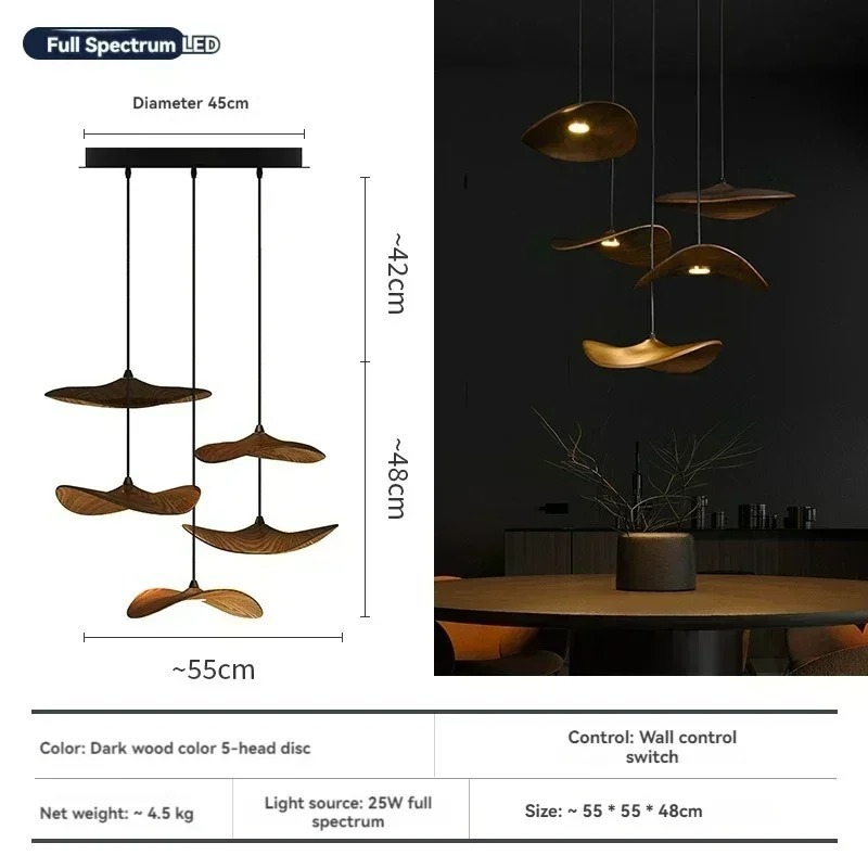 Japanese Wabi-sabi Style Retro Solid Wood Staircase Chandelier(WH-NC-156)