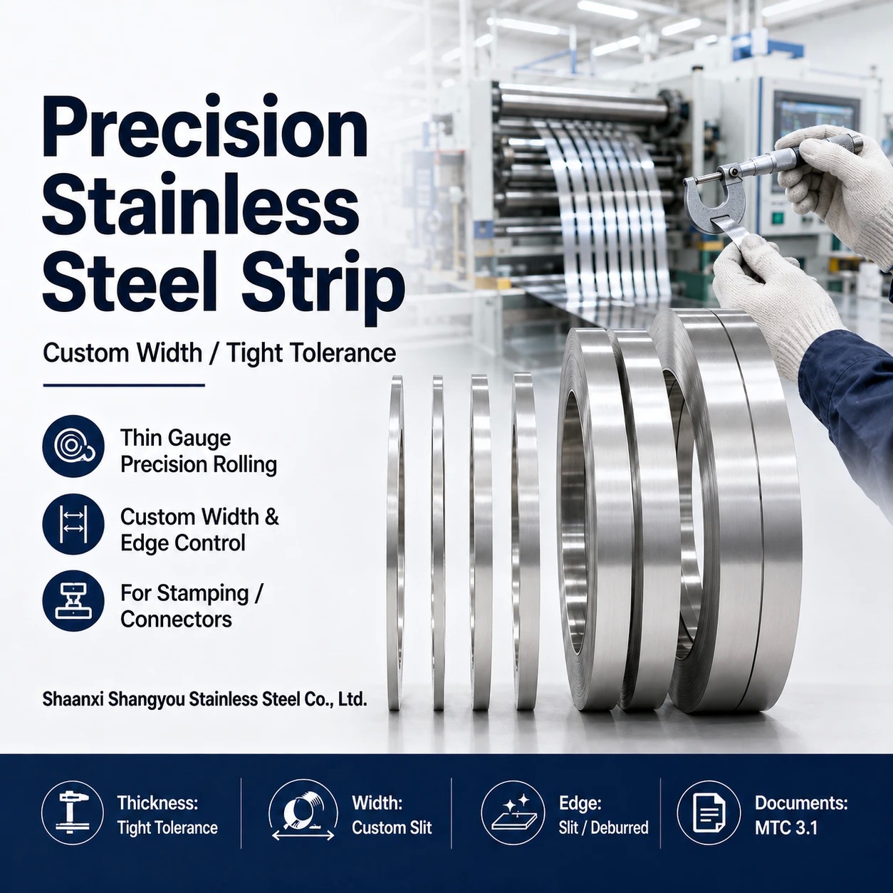 Precision Stainless Steel Strip with Tight Tolerance and Custom Width
