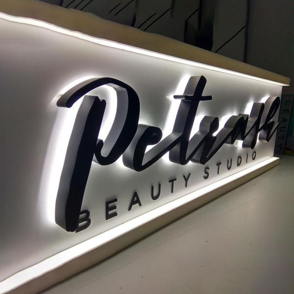 Офис Домашний декор Имя Логотип Бизнес LED Металлический знак Акрил LED Освещенный знак