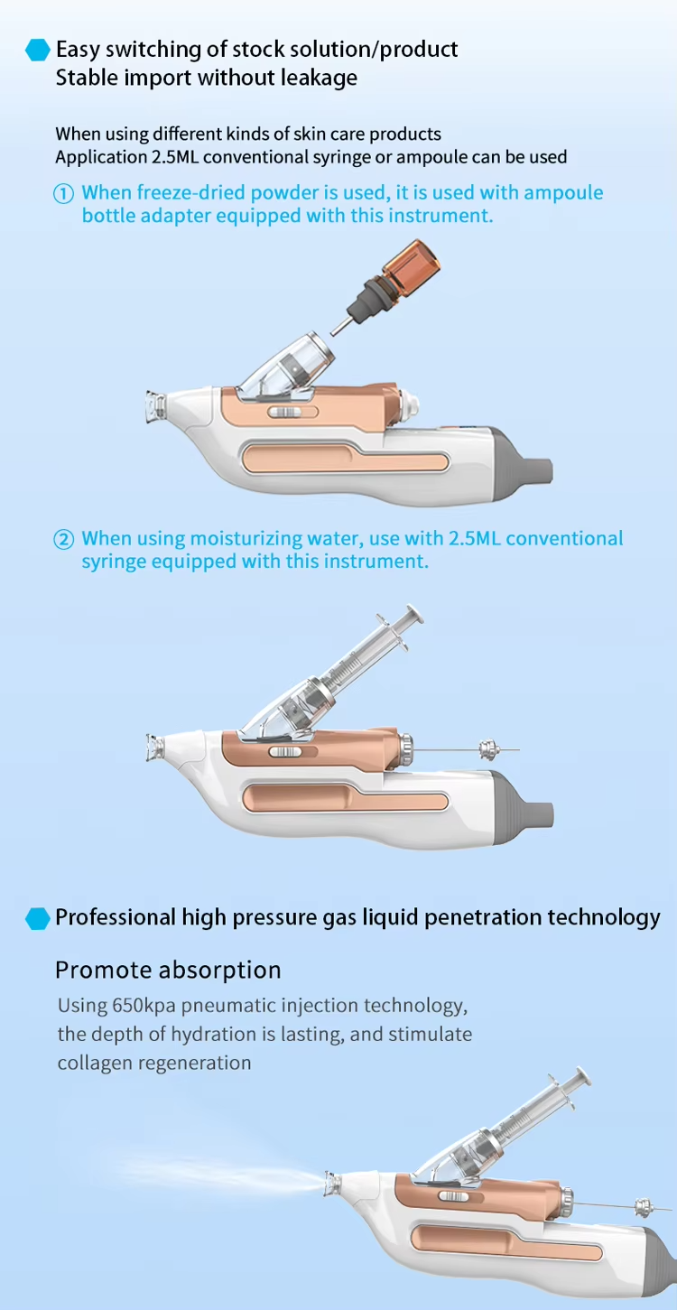 High Pressure Needle Free Mesotherapy Skin Rejuvenation Beauty Machine