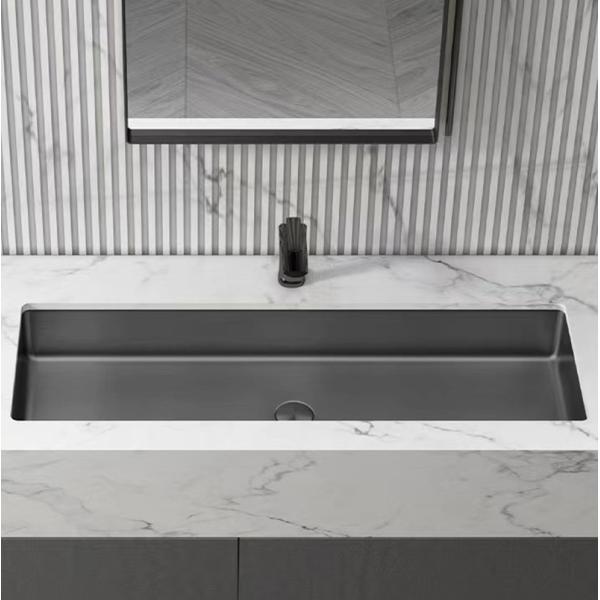 Bathroom Undermount Stainless Steel Vessel Sinks Satin Brushed Finish Rectangular Shape