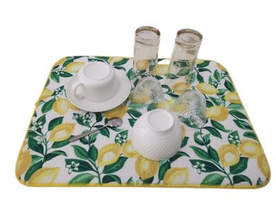 limão 18x24inch reversível que imprime Microfiber que seca Mat Countertop Drying