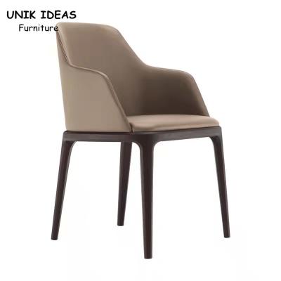 Black Brown Grey Nordic Dining Chair 60cm Seat Height Leather Ash Wood Dining Chairs
