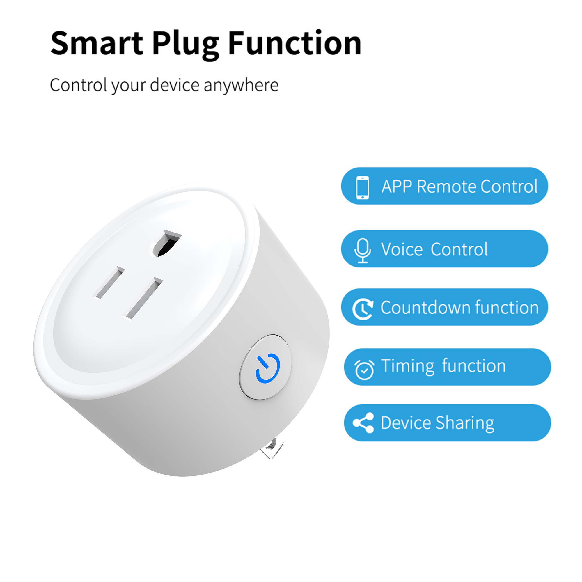 US-to-Universal Smart Plug with 20A High Capacity WiFi Remote Control and Voice Control for Smart Home Automation