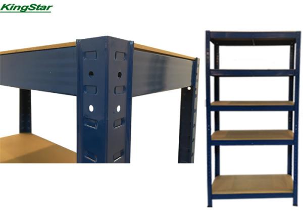 Five Level Heavy Duty Boltless Storage Shelving With Curved Edge Upright And Strengthen Beam