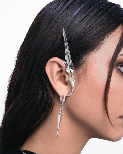 Small Stylish  Waterproof Earrings Saber Silver Ear Cuff
