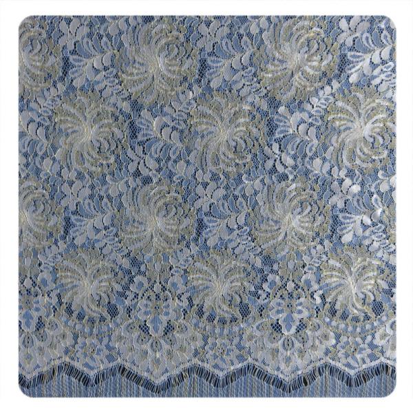 Fashion Gold Blue White Flower Floral Chantilly Guipure Lace Fabric