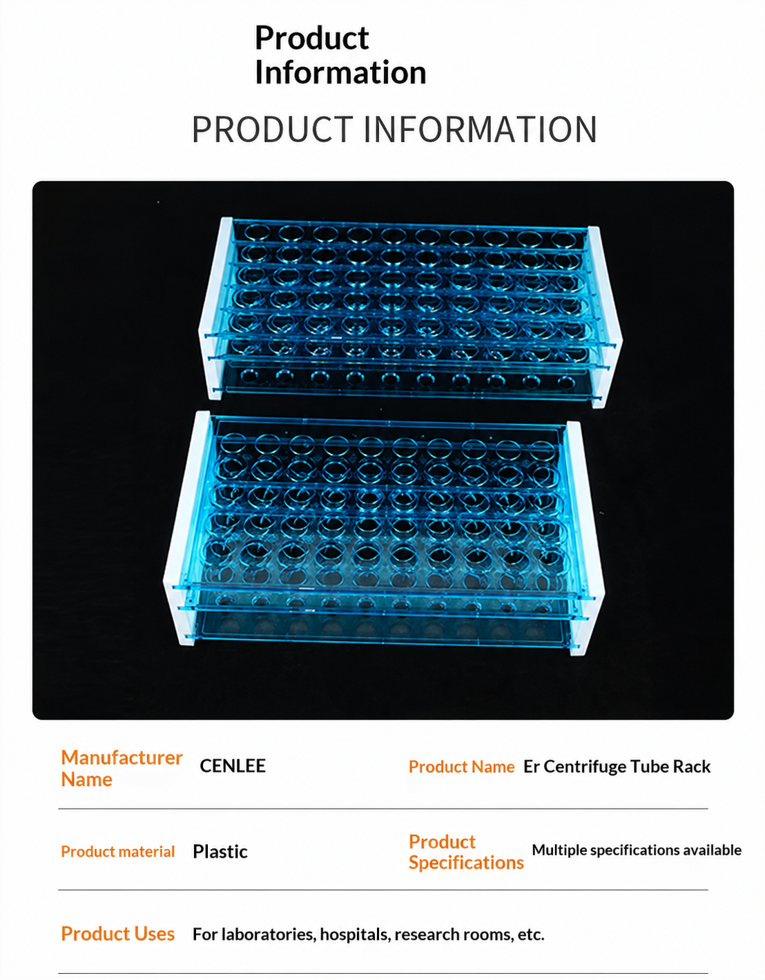Plastic 40 50-Hole Three-Layer Detachable Centrifuge Tube Rack with 13mm 16mm 18mm Hole Diameter PP Tube Racks