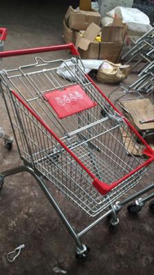 Mini European Style Grocery Metal Supermarket Shopping Cart / Powder Coated Grocery Store Shopping Cart