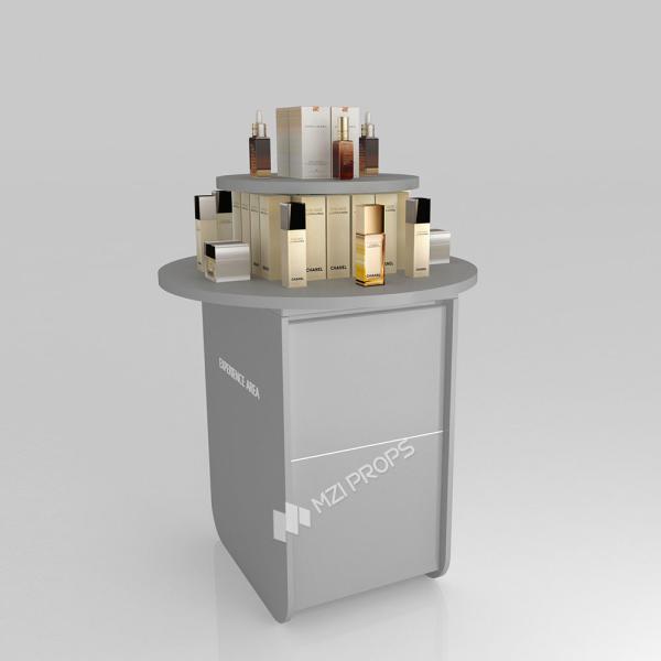 Retail Display Stand Grey Wooden Experience Table For Fashion-Forward Shop Fitting And Multi-Functional Store Table