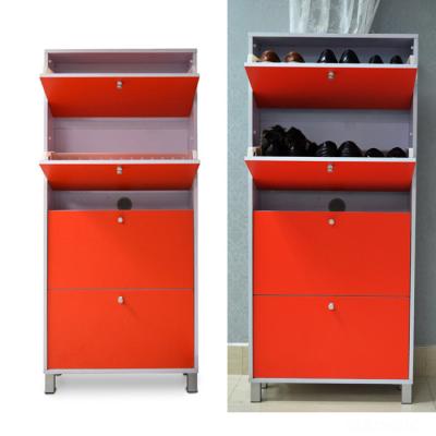 KD Packaging 23KG Red Wooden 4 drawers Mirrored Shoe Cabinet