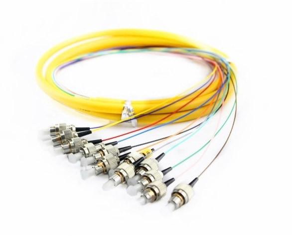 Custom 12 Core Fiber Optical Breakout Pigtail Patch Cord FCPC Connector