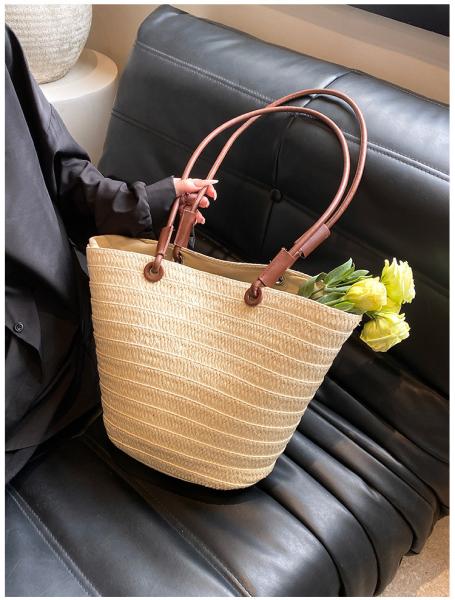 Crochet Straw Raffia Tote Bag Handmade Luxury Tote Handbag Beach Bag Handle Raffia Straw Bag Eco-Friendly New Design Crochet Tote Bag