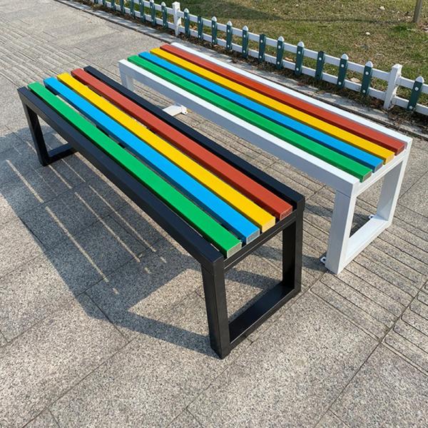 General Outdoor Furniture Steel Wood Garden Patio Porch Chair with Backrest and Slatted Seat Modern Design