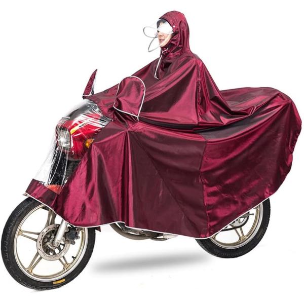 Unisex Adult Rain Poncho Outdoors Bike Ebike Motorcycle Scooter Cycling Jacket Raincoat Hooded Cape, Purple, 6XL