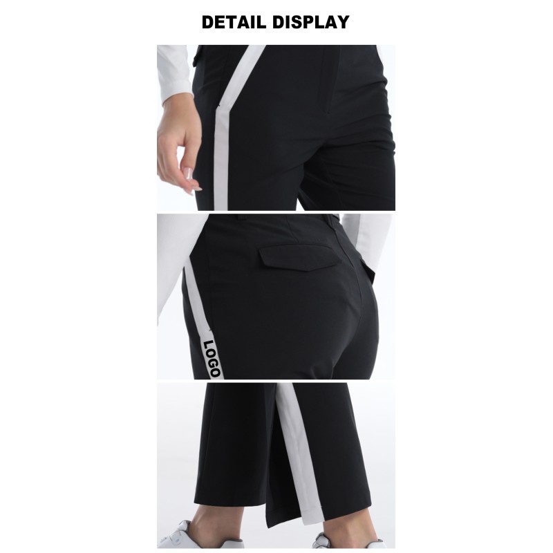 Custom OEM Women Slim Flare Golf Pants Split Hem Sport Pants Invisible Zipper Pockets