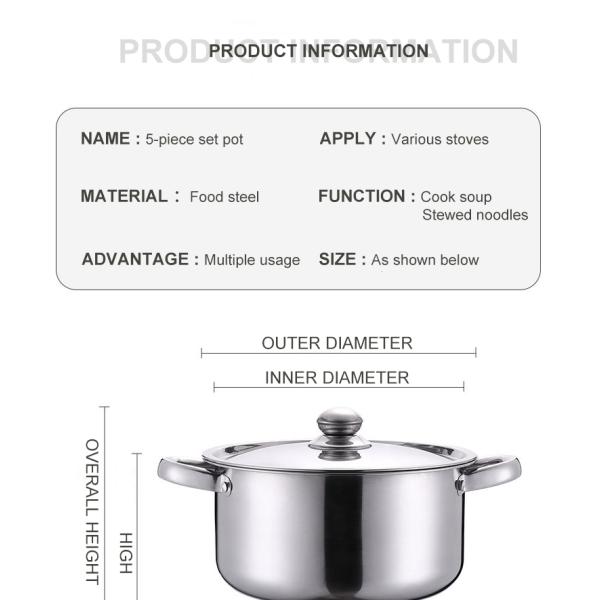 5-Piece Stainless Steel Cookingware Pot Set Sustainable Cookware for Your Kitchen