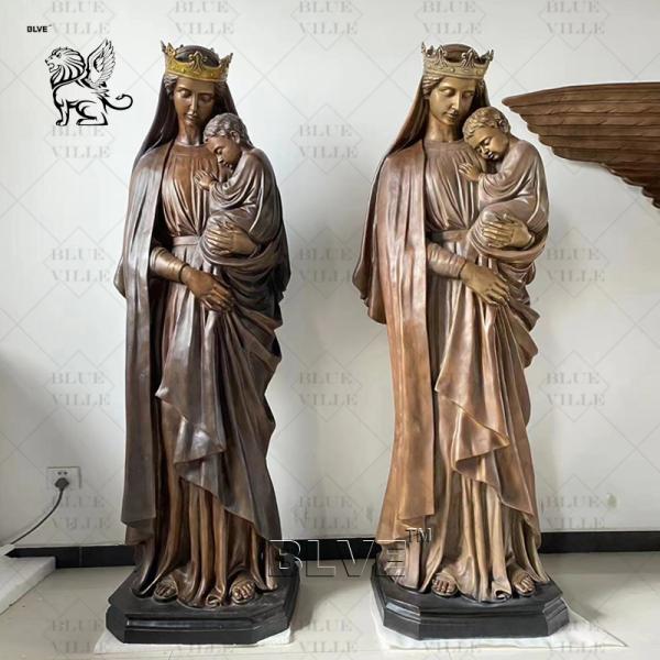 Bronze Religious Virgin Mary Statue Holding Child Life Size Queen Metal Holy Family Statues Catholic Religion Church