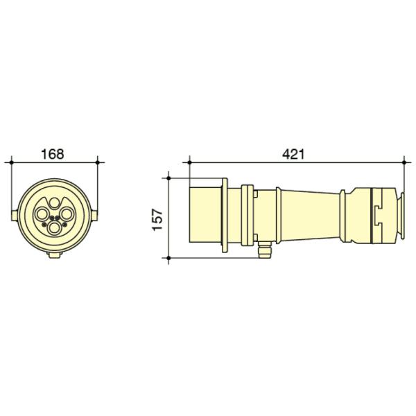 PowerSyntax Shore Power High Current Industrial Male Plug Straight Type 4P 350A 400V IP67 Part No. MB350A-AP-S