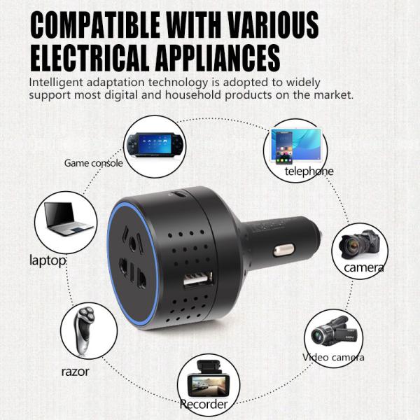 Car Power Inverter 150W Dc12V 24V To Ac 220V Mini Car Inverter Portable Power Inverter For Laptop Or Car Use