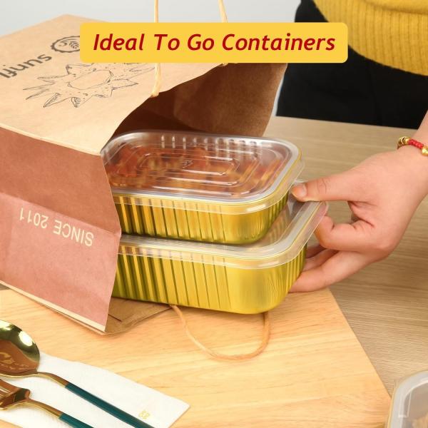 Small Aluminum Foil Pot with PP Cover 1 lb 50 Packs 16 oz