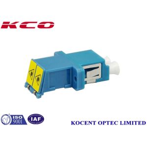 LC/UPC Duplex Shutter Fiber Optic Adapter Full Flange Single Mode MonoMode Blue Colour